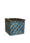 WJ Sampson Square Blue Pattern Planter