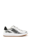 Woden Ydun Croc Print Metallic Trainers, Silver