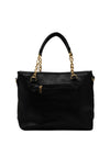 Zen Collection Textured Quilt Chain Large Tote Bag, Black