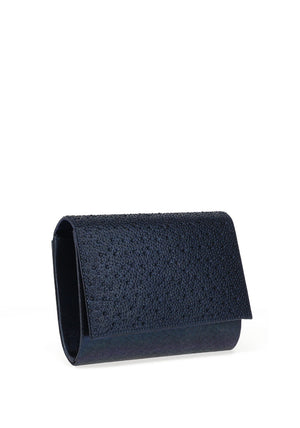 Glamour Ava Diamante Shimmer Clutch Bag, Navy