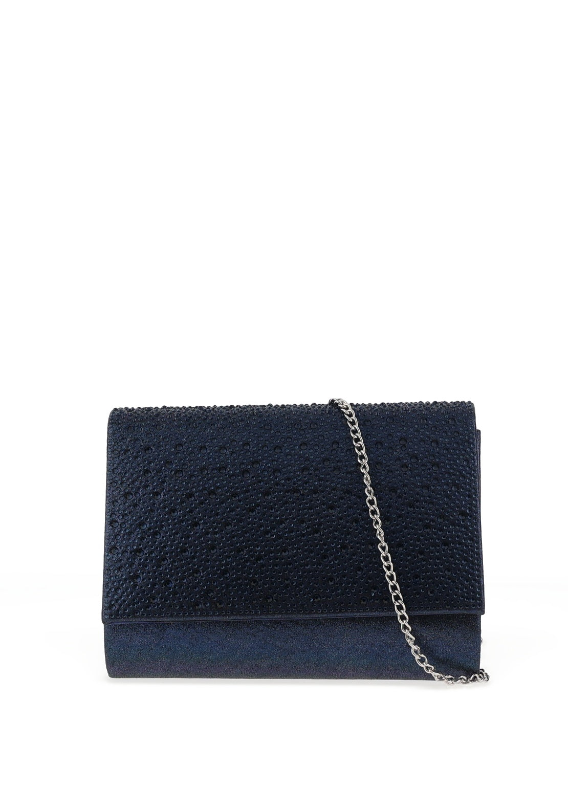 Glamour Ava Diamante Shimmer Clutch Bag, Navy