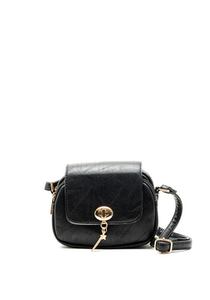 Zen Collection Turn-Lock Crossbody Bag, Black