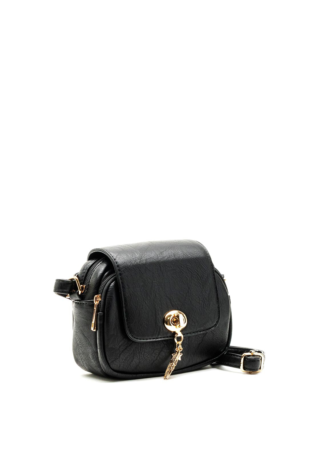 Zen Collection Turn-Lock Crossbody Bag, Black