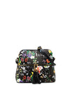 Zen Collection Floral Print Small Crossbody Bag, Black