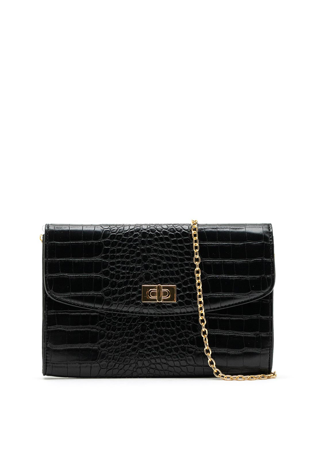 Zen Collection Small Croc Clutch Bag, Black