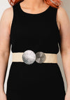 Seventy1 Double Disc Woven Stretch Waist Belt, Beige
