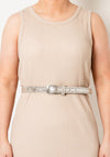 Seventy1 Rhinestone Trim Buckle Belt, Silver
