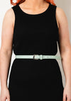 Seventy1 Narrow Width Buckled Belt, Sage & Silver