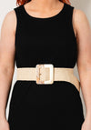 Seventy1 Square Buckle Woven Adjustable Belt, Beige