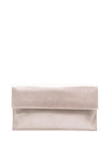 Pomares Shimmer Leather Envelope Clutch Bag, Pink
