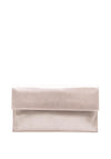 Pomares Shimmer Leather Envelope Clutch Bag, Pink