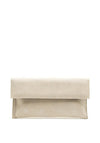 Pomares Textured Shimmer Leather Clutch Bag, Champagne