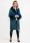 Jayley One Size Faux Fur Collar & Cuff Long Coat, Blue