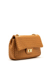 Zen Woven Twist Lock Medium Shoulder Bag, Brown