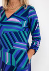 Leon Collection Geo Line Print Dress, Purple Multi