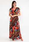 Seventy1 Stripe & Floral Maxi Dress, Black & Coral Multi