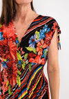 Seventy1 Stripe & Floral Maxi Dress, Black & Coral Multi