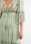 Seventy1 One Size Embellished Smock Maxi Dress, Green