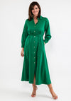 Seventy1 Satin Maxi Shirt Dress, Green