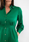 Seventy1 Satin Maxi Shirt Dress, Green