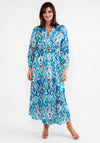 Seventy1 One Size Satin Print Wrap Maxi Dress, Blue