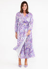 Seventy1 One Size Satin Print Wrap Maxi Dress, Lilac