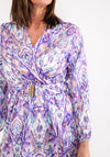 Seventy1 One Size Satin Print Wrap Maxi Dress, Lilac