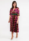 Seventy1 One Size Print Pleat Maxi Dress, Wine Multi