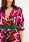 Seventy1 One Size Print Pleat Maxi Dress, Wine Multi