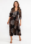 Seventy1 One Size Leopard Print Pleat Maxi Dress, Brown