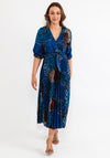 Seventy1 One Size Leopard Print Pleat Maxi Dress, Royal Blue