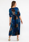 Seventy1 One Size Leopard Print Pleat Maxi Dress, Royal Blue