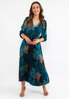 Seventy1 One Size Leopard Print Pleat Maxi Dress, Teal