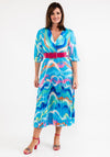Seventy1 One Size Print Pleated Maxi Dress, Blue Multi