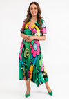 Seventy1 One Size Print Pleat Maxi Dress, Emerald Multi