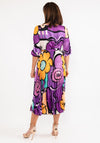 Seventy1 One Size Print Pleat Maxi Dress, Violet Multi