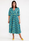 Seventy1 One Size Fan Print Pleated Maxi Dress, Blue Multi