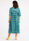 Seventy1 One Size Fan Print Pleated Maxi Dress, Blue Multi