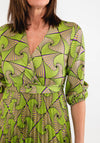 Seventy1 One Size Fan Print Pleated Maxi Dress, Lime Multi