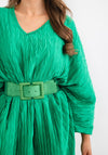 Seventy1 One Size Satin Tunic Maxi Dress, Green
