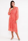Seventy1 One Size Chiffon Pleated Midi Dress, Coral