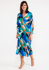 Seventy1 One Size Print Pleat Maxi Dress, Royal Blue Multi