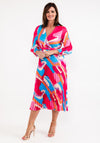 Seventy1 One Size Print Pleat Maxi Dress, Fuchsia Multi