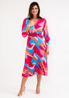Seventy1 One Size Print Pleat Maxi Dress, Fuchsia Multi