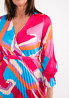 Seventy1 One Size Print Pleat Maxi Dress, Fuchsia Multi