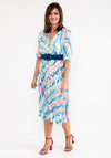 Seventy1 One Size Colourful Tiger Print Midi Dress, Blue Multi