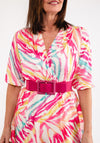 Seventy1 One Size Colourful Tiger Print Midi Dress, Pink Multi