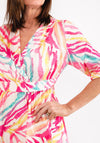 Seventy1 One Size Colourful Tiger Print Midi Dress, Pink Multi