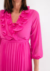Seventy1 One Size Ruffle Pleated Chiffon Dress, Pink