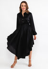 Seventy1 One Size Satin Curved Hem Midi Dress, Black